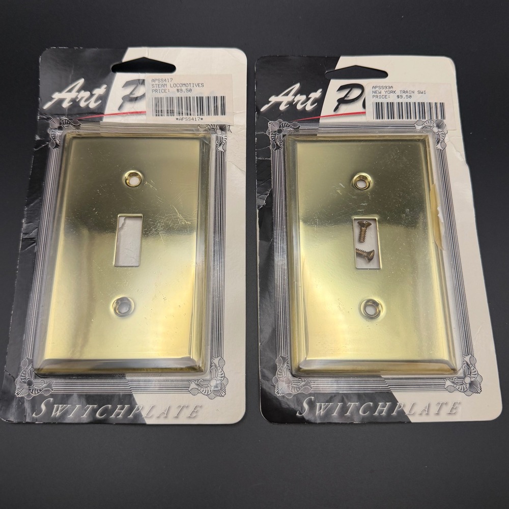 Art Plates Brass Tone Switch Plates Set of 2 Excellent Condition